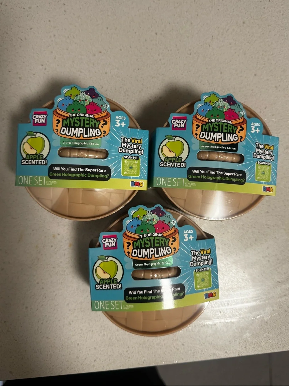 3 Green Holographic Mystery Squishy The Viral Mystery Dumpling BRAND NEW RELEASE